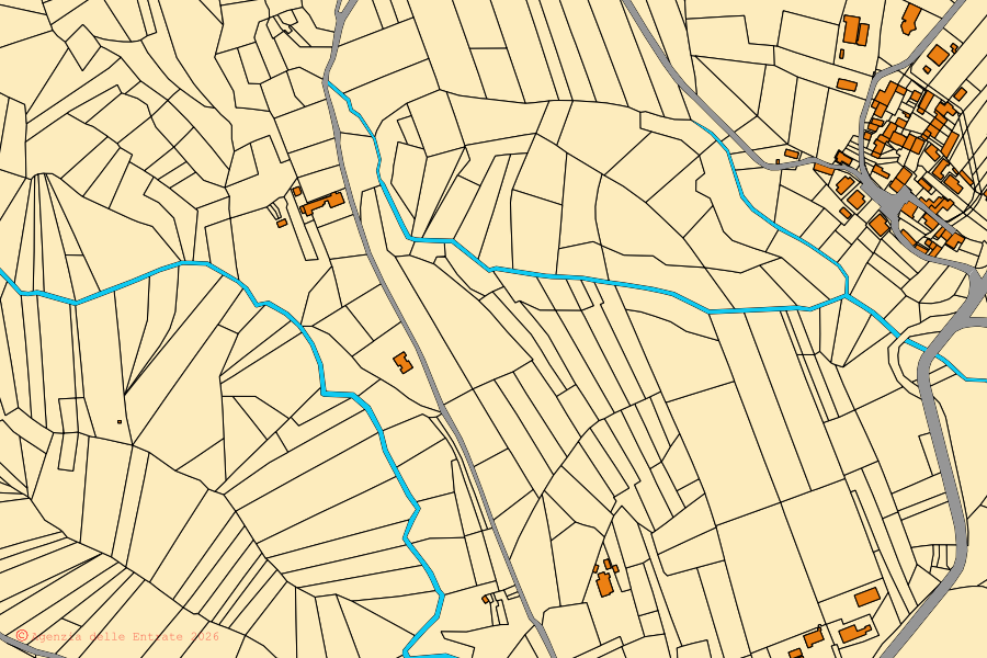 Mappa catastale del centro di Pinzano al Tagliamento: particelle e fabbricati, cartografia Agenzia delle Entrate