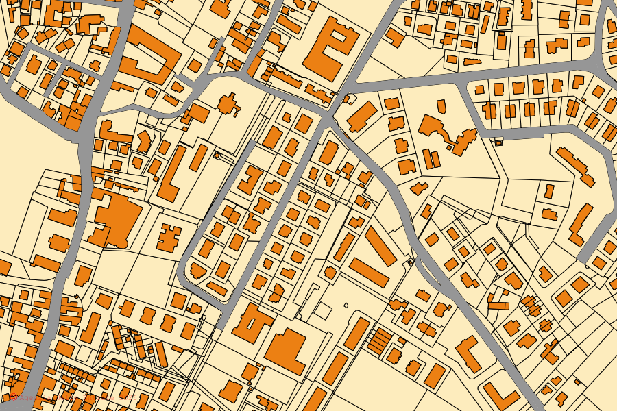 Mappa catastale del centro di Piove di Sacco: particelle e fabbricati, cartografia Agenzia delle Entrate