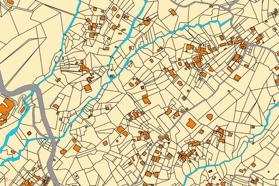 Mappa catastale del centro di Pisciotta: particelle e fabbricati, cartografia Agenzia delle Entrate
