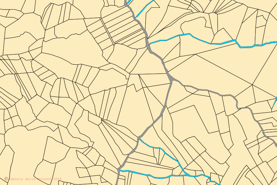 Mappa catastale del centro di Pizzoferrato: particelle e fabbricati, cartografia Agenzia delle Entrate