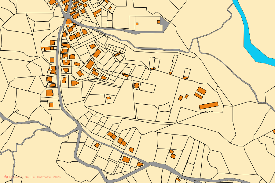 Mappa catastale del centro di Placanica: particelle e fabbricati, cartografia Agenzia delle Entrate