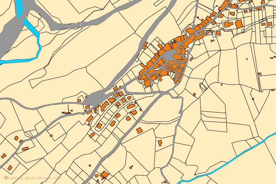Mappa catastale del centro di Poggio San Lorenzo: particelle e fabbricati, cartografia Agenzia delle Entrate