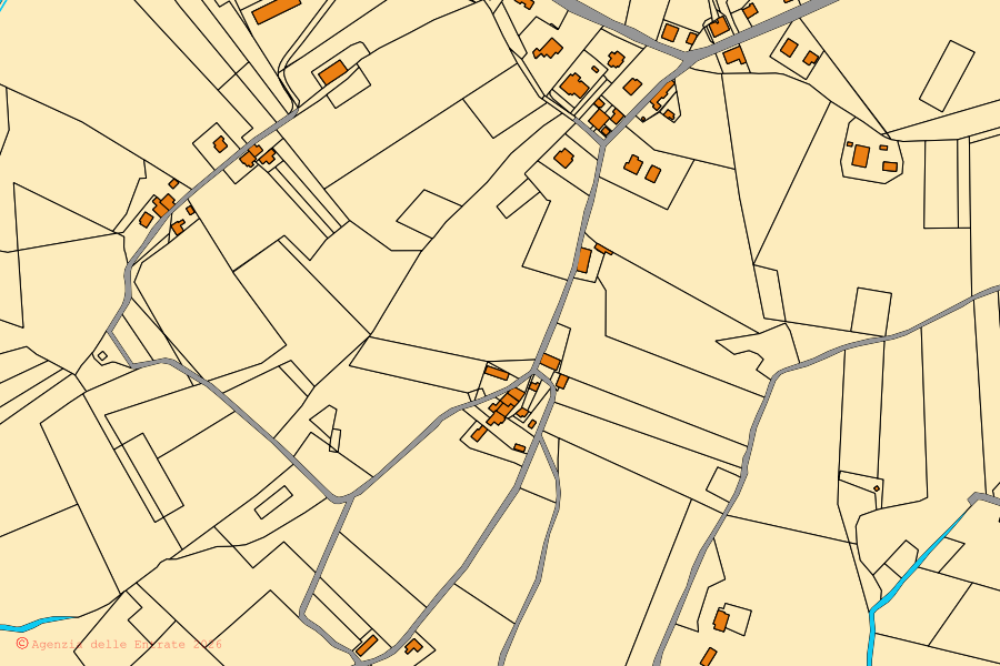 Mappa catastale del centro di Poggio San Marcello: particelle e fabbricati, cartografia Agenzia delle Entrate