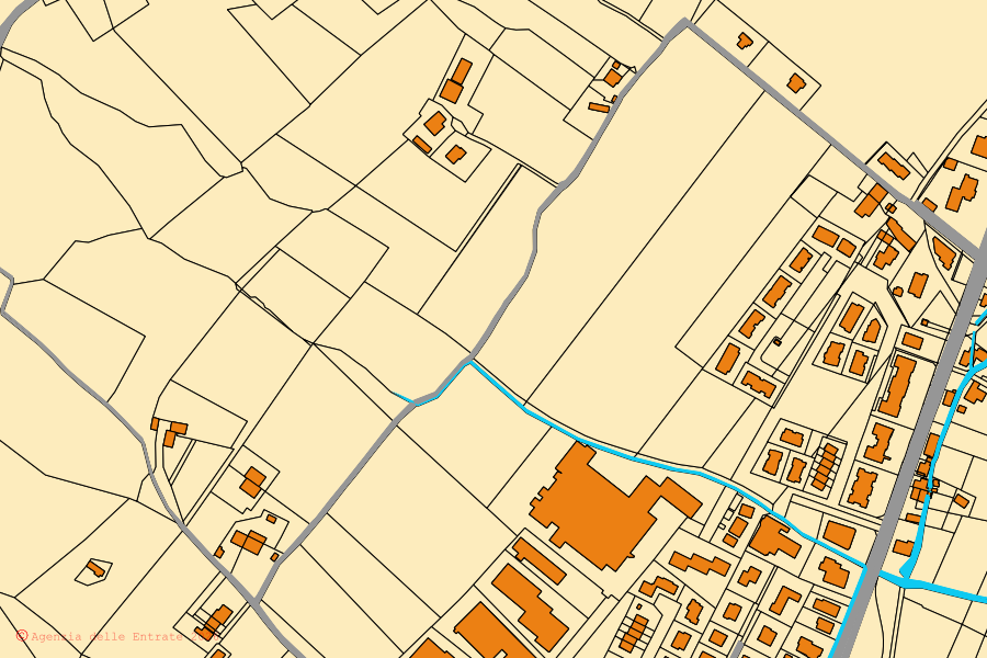 Mappa catastale del centro di Poggio Torriana: particelle e fabbricati, cartografia Agenzia delle Entrate