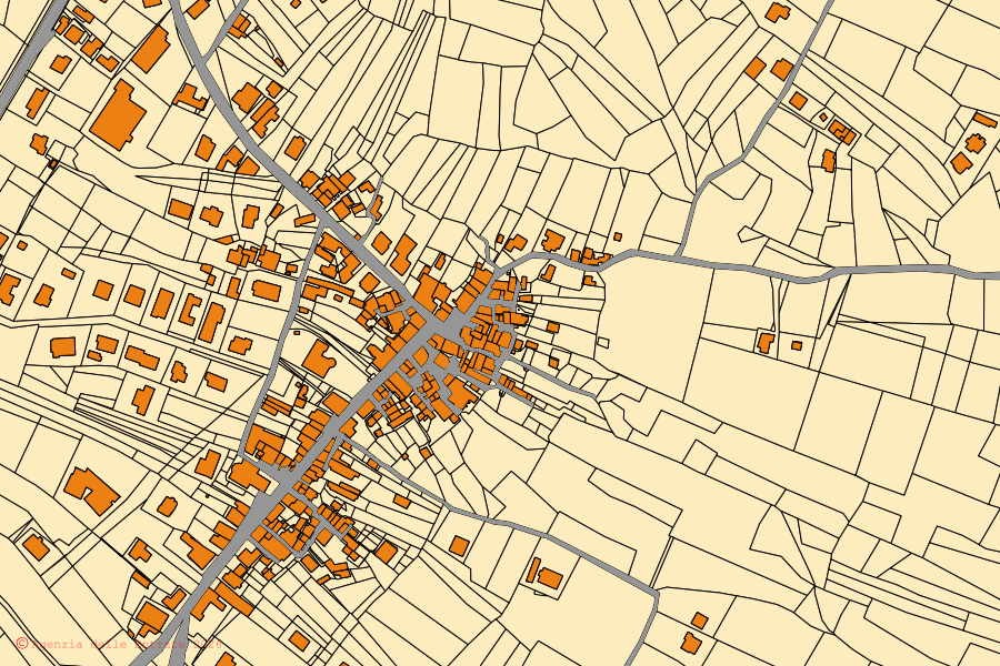 Mappa catastale del centro di Poggiofiorito: particelle e fabbricati, cartografia Agenzia delle Entrate