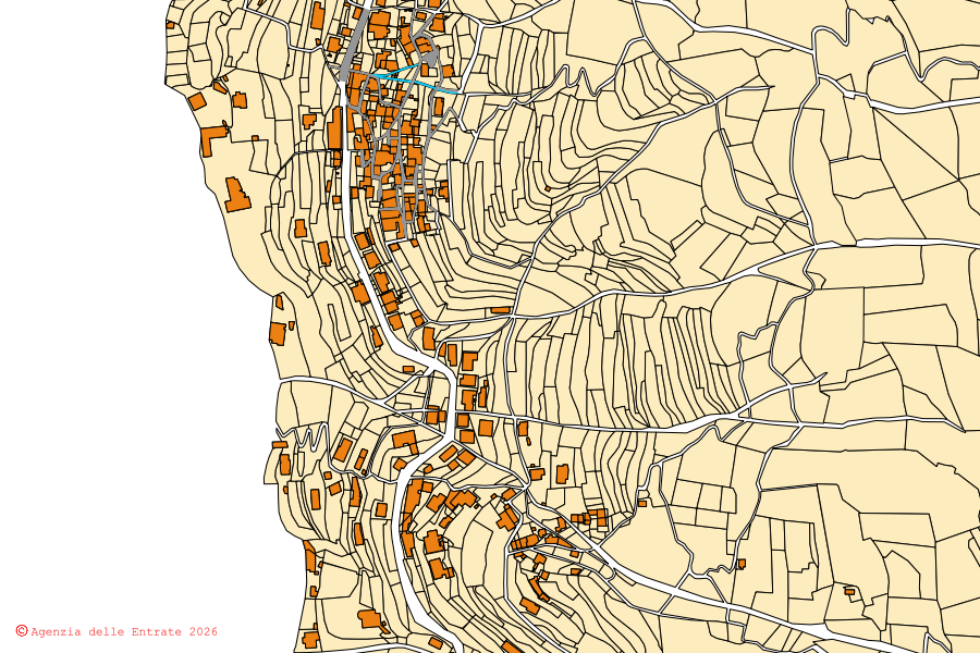 Mappa catastale del centro di Pognana Lario: particelle e fabbricati, cartografia Agenzia delle Entrate