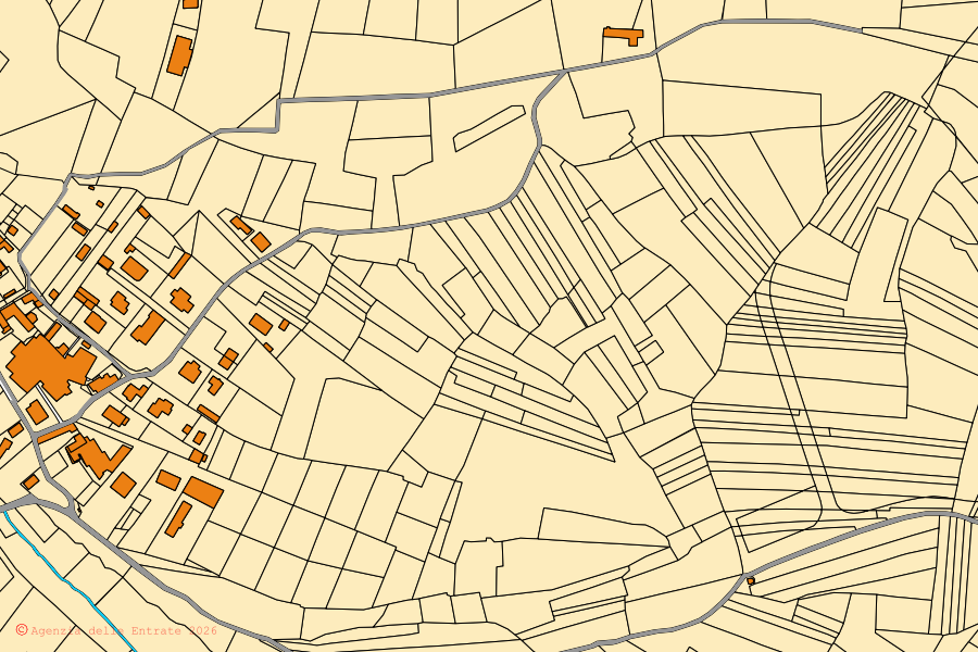 Mappa catastale del centro di Pogno: particelle e fabbricati, cartografia Agenzia delle Entrate