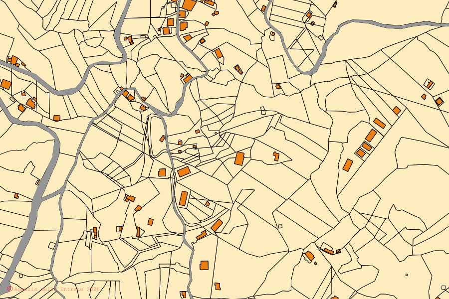 Mappa catastale del centro di Polia: particelle e fabbricati, cartografia Agenzia delle Entrate