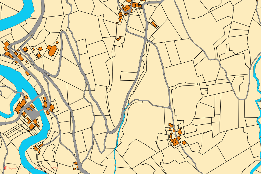 Mappa catastale del centro di Polinago: particelle e fabbricati, cartografia Agenzia delle Entrate