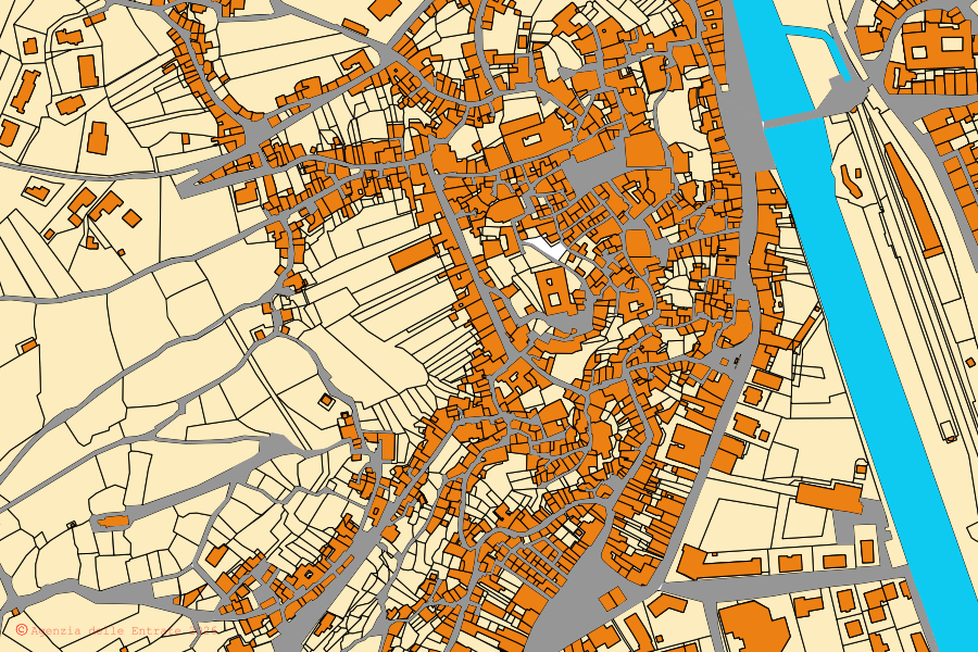 Mappa catastale del centro di Polla: particelle e fabbricati, cartografia Agenzia delle Entrate