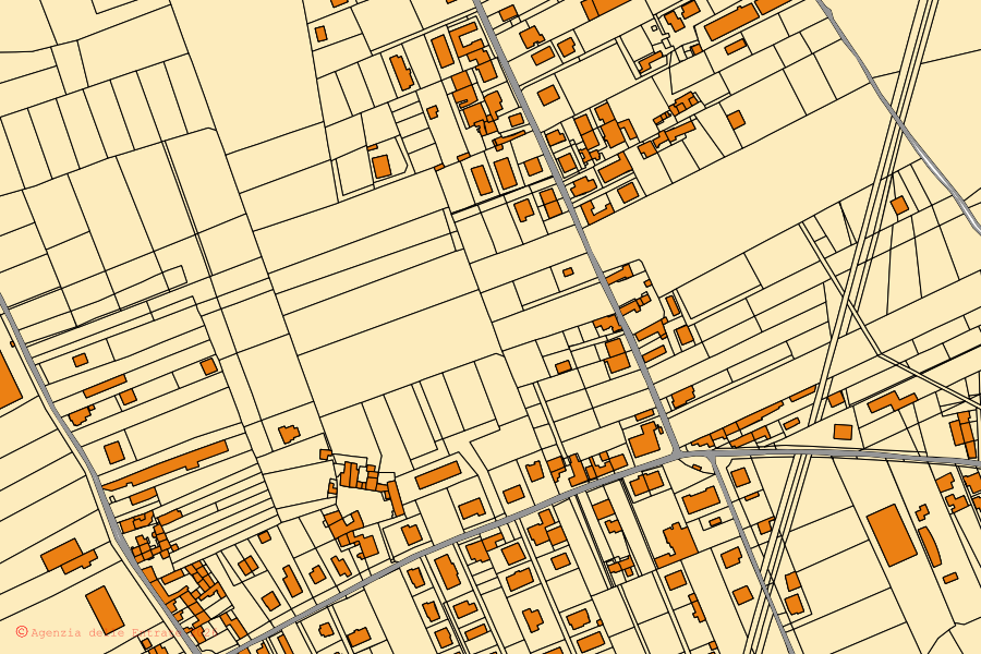 Mappa catastale del centro di Pollena Trocchia: particelle e fabbricati, cartografia Agenzia delle Entrate