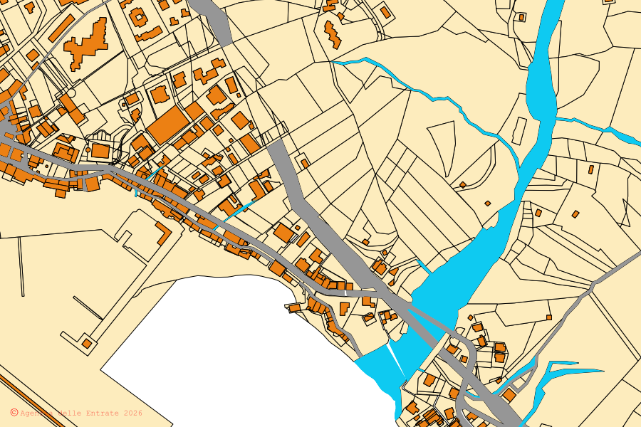 Mappa catastale del centro di Pollica: particelle e fabbricati, cartografia Agenzia delle Entrate