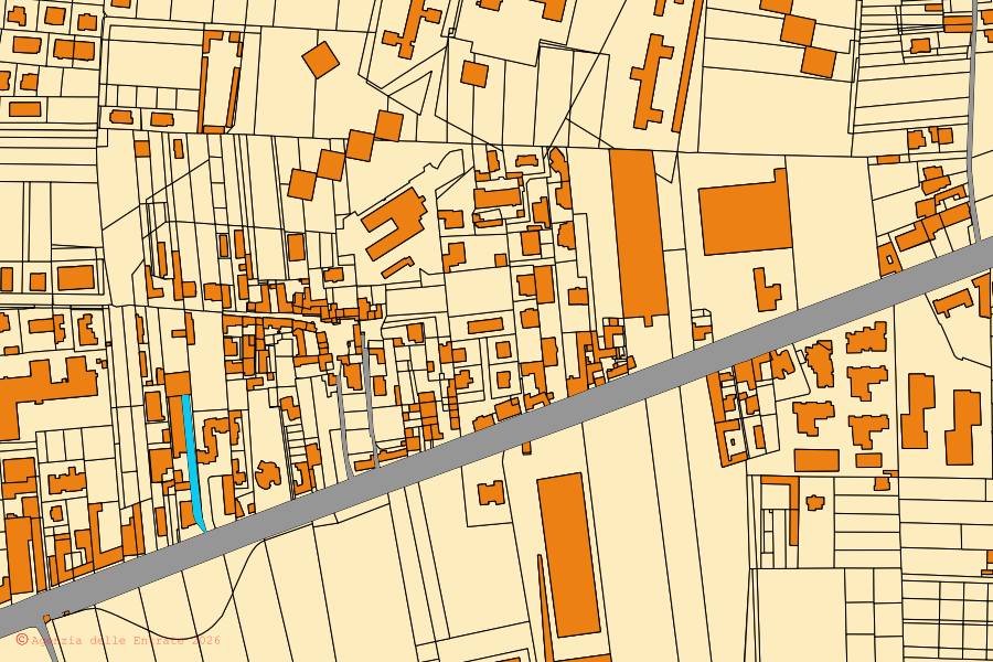 Mappa catastale del centro di Pomigliano d'Arco: particelle e fabbricati, cartografia Agenzia delle Entrate