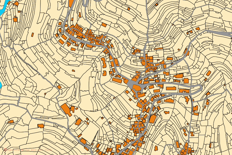 Mappa catastale del centro di Pompeiana: particelle e fabbricati, cartografia Agenzia delle Entrate