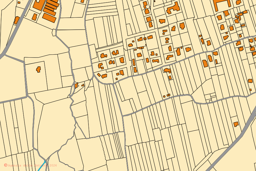 Mappa catastale del centro di Ponderano: particelle e fabbricati, cartografia Agenzia delle Entrate