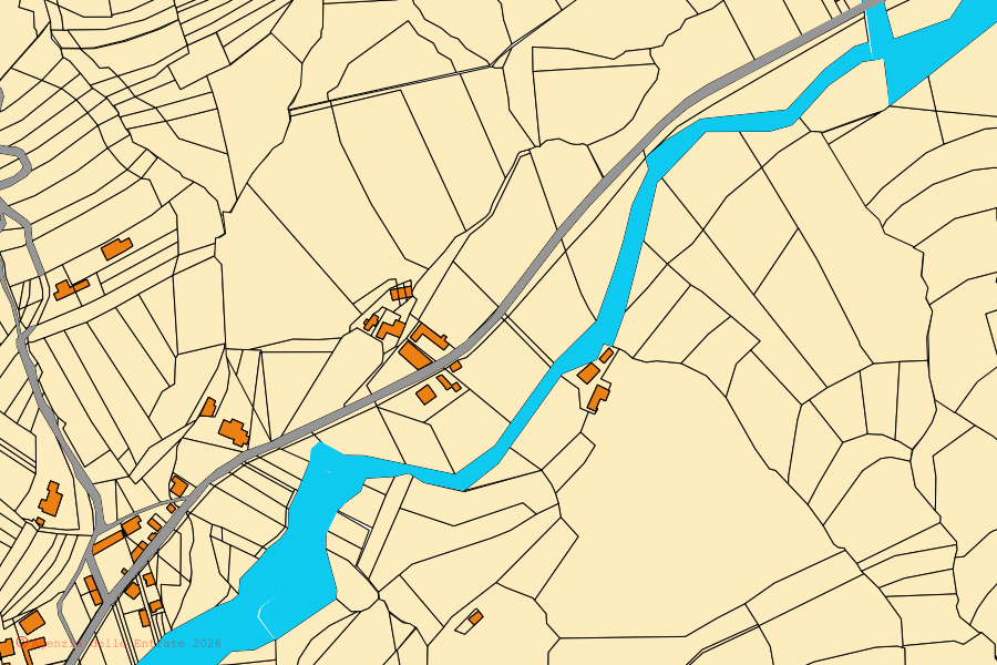 Mappa catastale del centro di Ponte Nizza: particelle e fabbricati, cartografia Agenzia delle Entrate