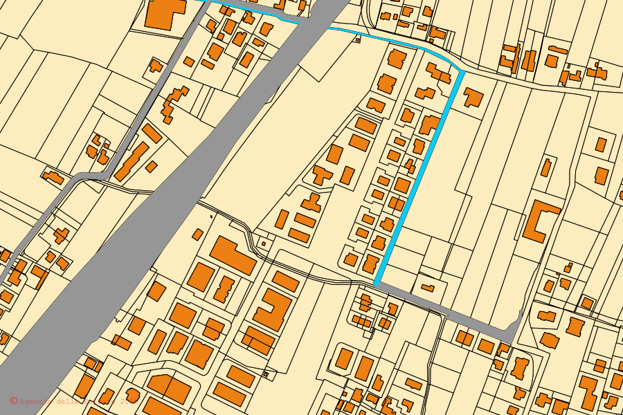 Mappa catastale del centro di Ponte San Nicolò: particelle e fabbricati, cartografia Agenzia delle Entrate