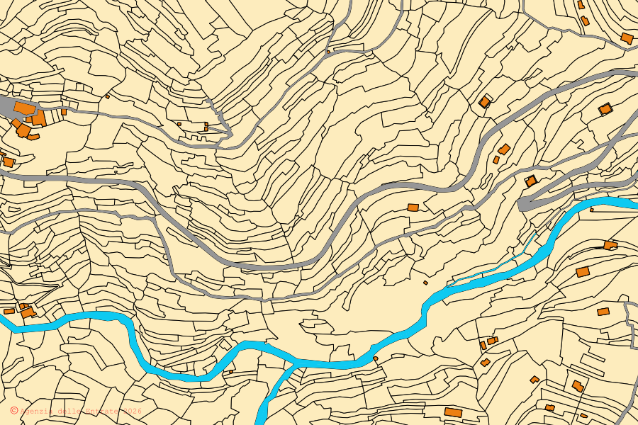 Mappa catastale del centro di Pontedassio: particelle e fabbricati, cartografia Agenzia delle Entrate