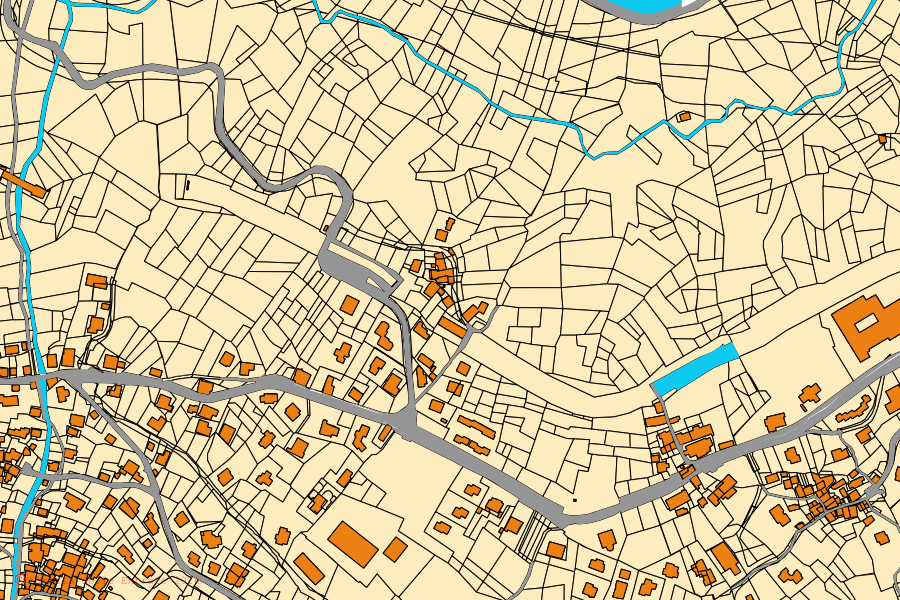 Mappa catastale del centro di Pontey: particelle e fabbricati, cartografia Agenzia delle Entrate