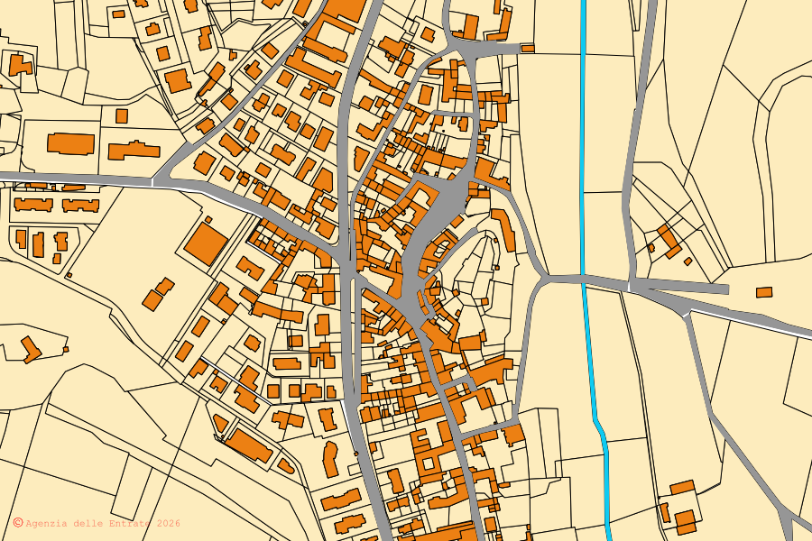 Mappa catastale del centro di Ponti sul Mincio: particelle e fabbricati, cartografia Agenzia delle Entrate
