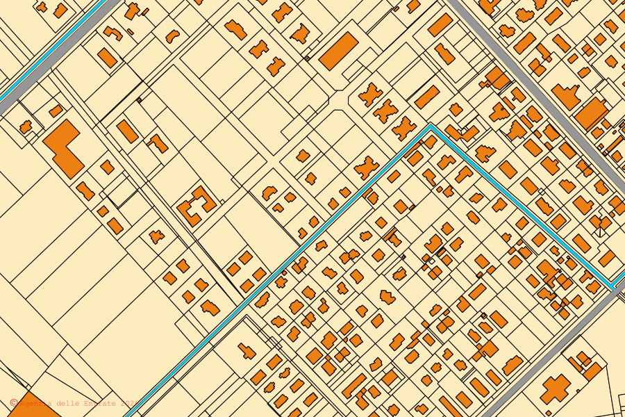 Mappa catastale del centro di Pontinia: particelle e fabbricati, cartografia Agenzia delle Entrate