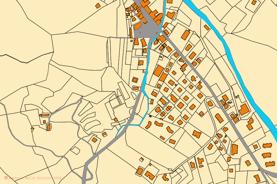 Mappa catastale del centro di Pontinvrea: particelle e fabbricati, cartografia Agenzia delle Entrate