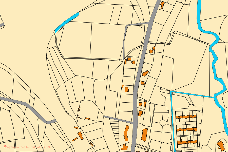 Mappa catastale del centro di Porpetto: particelle e fabbricati, cartografia Agenzia delle Entrate