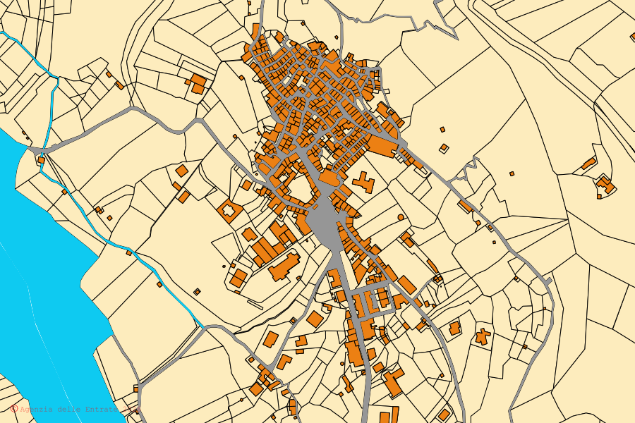 Mappa catastale del centro di Portigliola: particelle e fabbricati, cartografia Agenzia delle Entrate