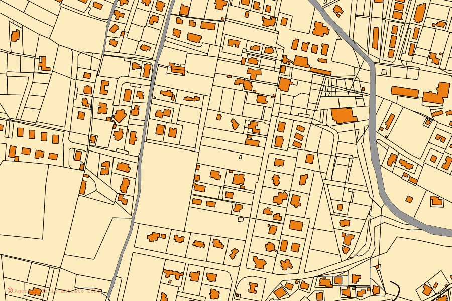 Mappa catastale del centro di Porto Empedocle: particelle e fabbricati, cartografia Agenzia delle Entrate