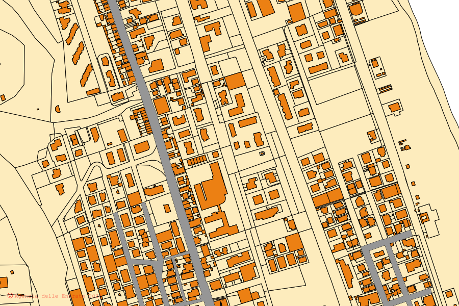 Mappa catastale del centro di Porto San Giorgio: particelle e fabbricati, cartografia Agenzia delle Entrate