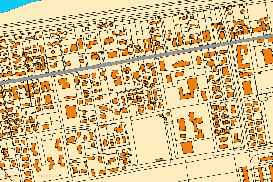 Mappa catastale del centro di Porto Tolle: particelle e fabbricati, cartografia Agenzia delle Entrate