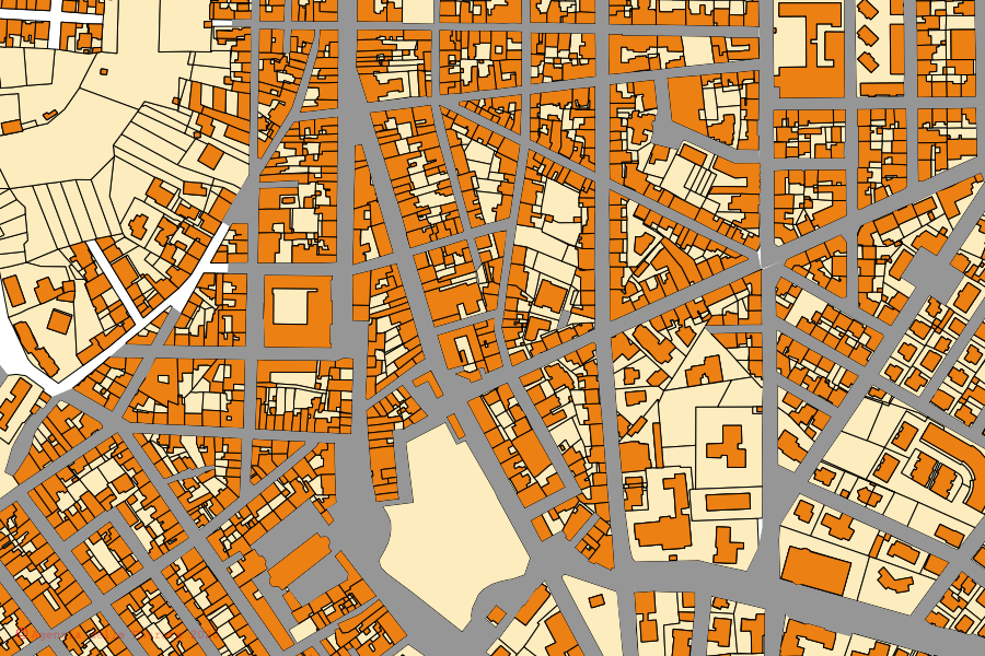 Mappa catastale del centro di Porto Torres: particelle e fabbricati, cartografia Agenzia delle Entrate