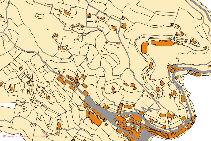 Mappa catastale del centro di Portofino: particelle e fabbricati, cartografia Agenzia delle Entrate