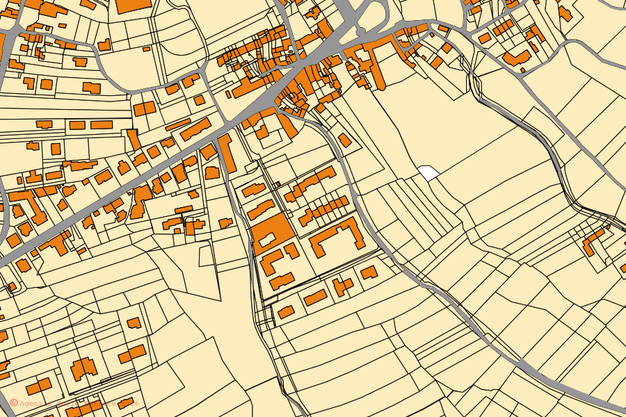 Mappa catastale del centro di Possagno: particelle e fabbricati, cartografia Agenzia delle Entrate