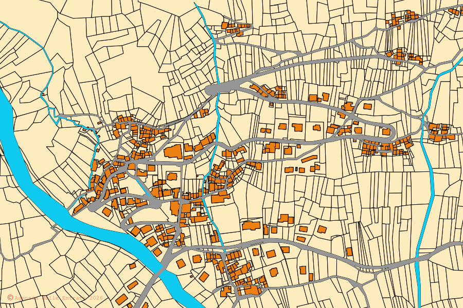 Mappa catastale del centro di Postalesio: particelle e fabbricati, cartografia Agenzia delle Entrate