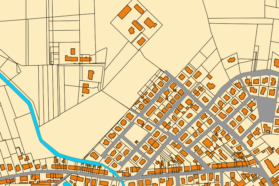 Mappa catastale del centro di Povegliano Veronese: particelle e fabbricati, cartografia Agenzia delle Entrate