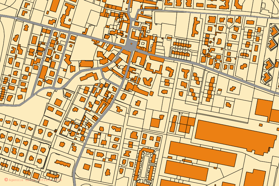 Mappa catastale del centro di Pozzo d'Adda: particelle e fabbricati, cartografia Agenzia delle Entrate