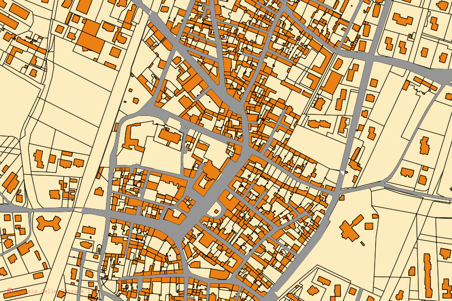 Mappa catastale del centro di Pozzolo Formigaro: particelle e fabbricati, cartografia Agenzia delle Entrate