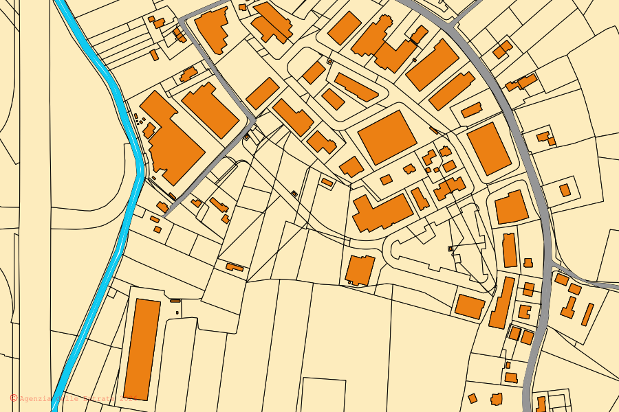 Mappa catastale del centro di Pozzonovo: particelle e fabbricati, cartografia Agenzia delle Entrate