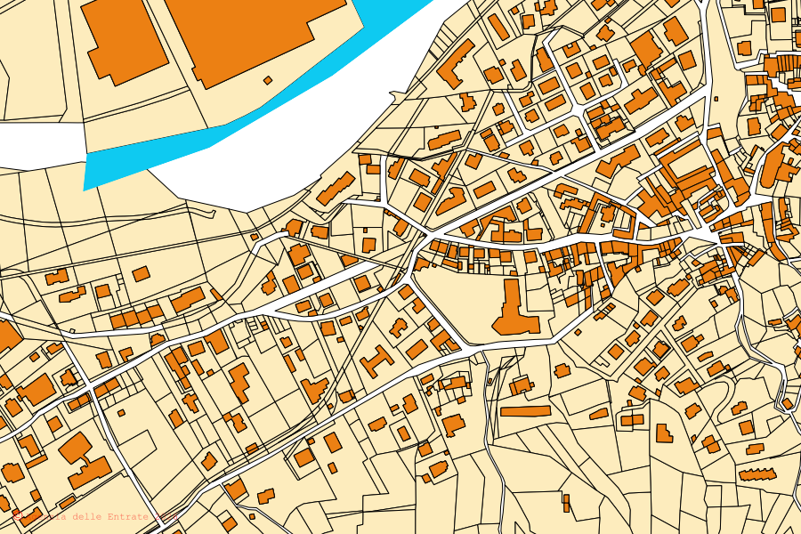 Mappa catastale del centro di Pradalunga: particelle e fabbricati, cartografia Agenzia delle Entrate