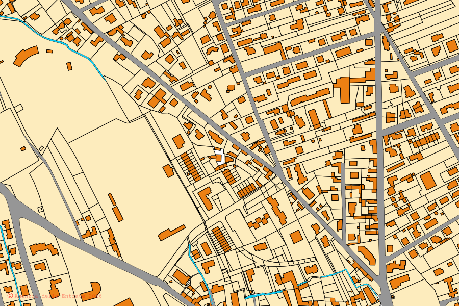 Mappa catastale del centro di Pradamano: particelle e fabbricati, cartografia Agenzia delle Entrate