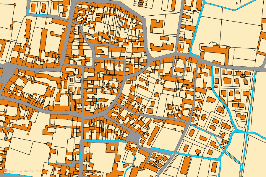 Mappa catastale del centro di Pralboino: particelle e fabbricati, cartografia Agenzia delle Entrate