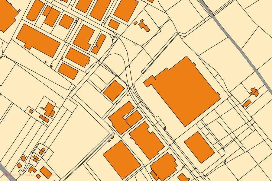 Mappa catastale del centro di Pramaggiore: particelle e fabbricati, cartografia Agenzia delle Entrate