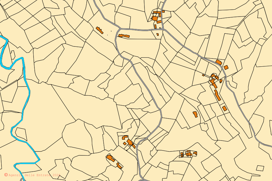 Mappa catastale del centro di Prasco: particelle e fabbricati, cartografia Agenzia delle Entrate