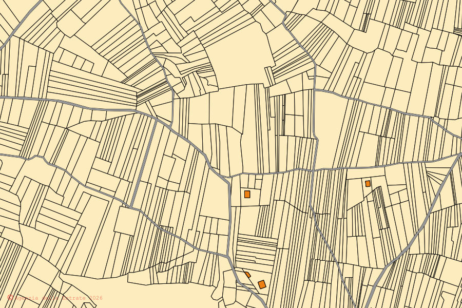 Mappa catastale del centro di Prata d'Ansidonia: particelle e fabbricati, cartografia Agenzia delle Entrate