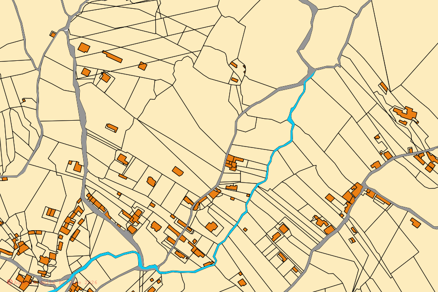 Mappa catastale del centro di Prata Sannita: particelle e fabbricati, cartografia Agenzia delle Entrate