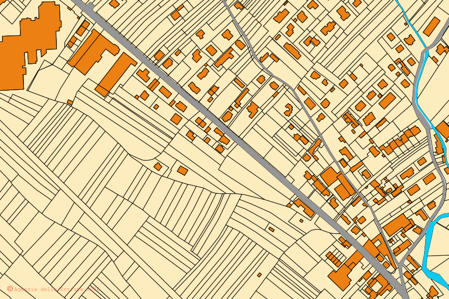 Mappa catastale del centro di Prato Sesia: particelle e fabbricati, cartografia Agenzia delle Entrate
