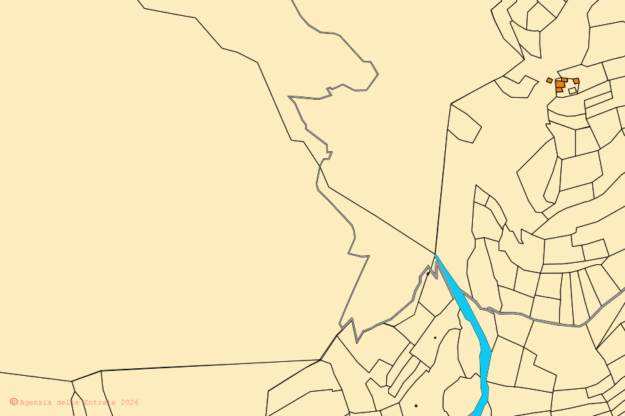 Mappa catastale del centro di Prazzo: particelle e fabbricati, cartografia Agenzia delle Entrate