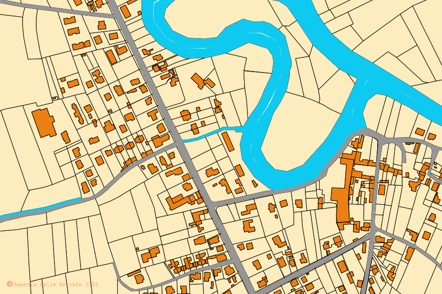 Mappa catastale del centro di Precenicco: particelle e fabbricati, cartografia Agenzia delle Entrate