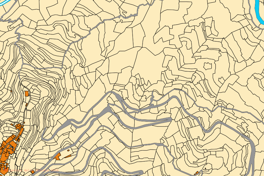 Mappa catastale del centro di Prelà: particelle e fabbricati, cartografia Agenzia delle Entrate